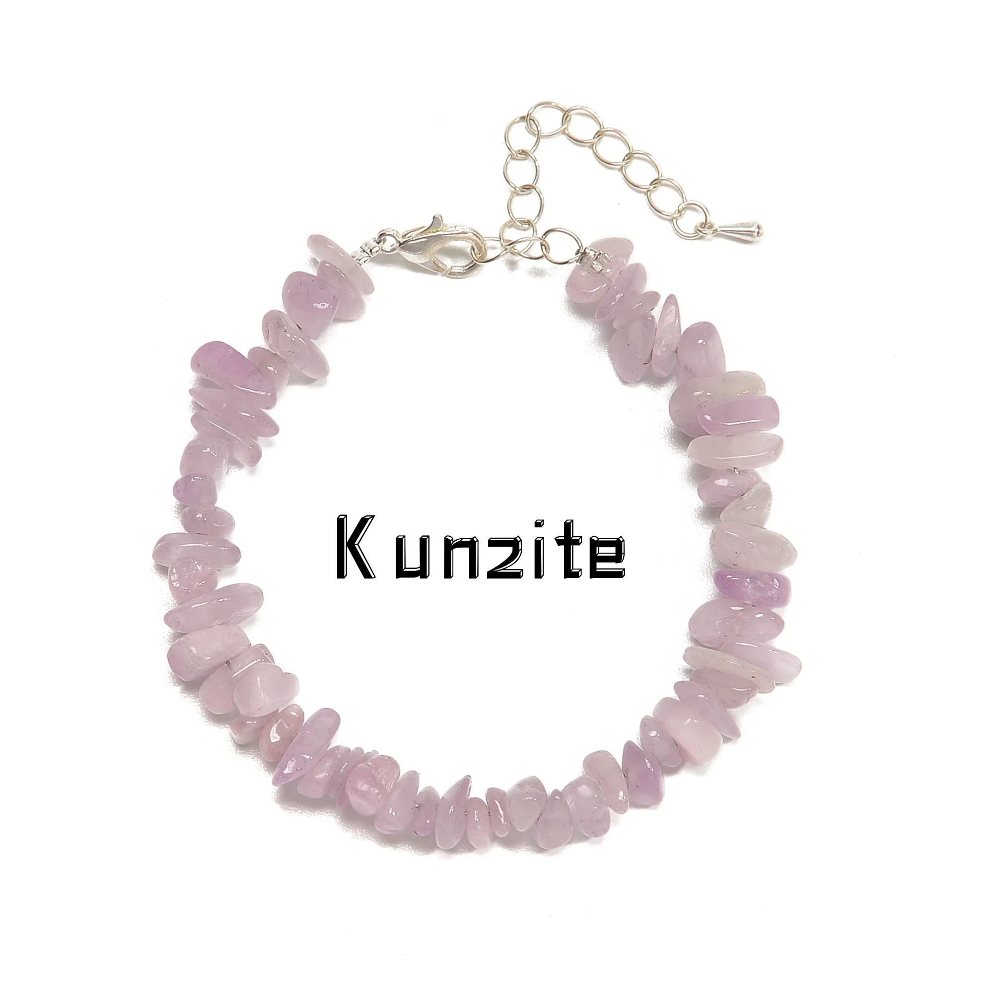 02-Mixed Gemstone Chips Bracelet Silver Plated Clasp Size 5-8mm 7''-8.5''Length