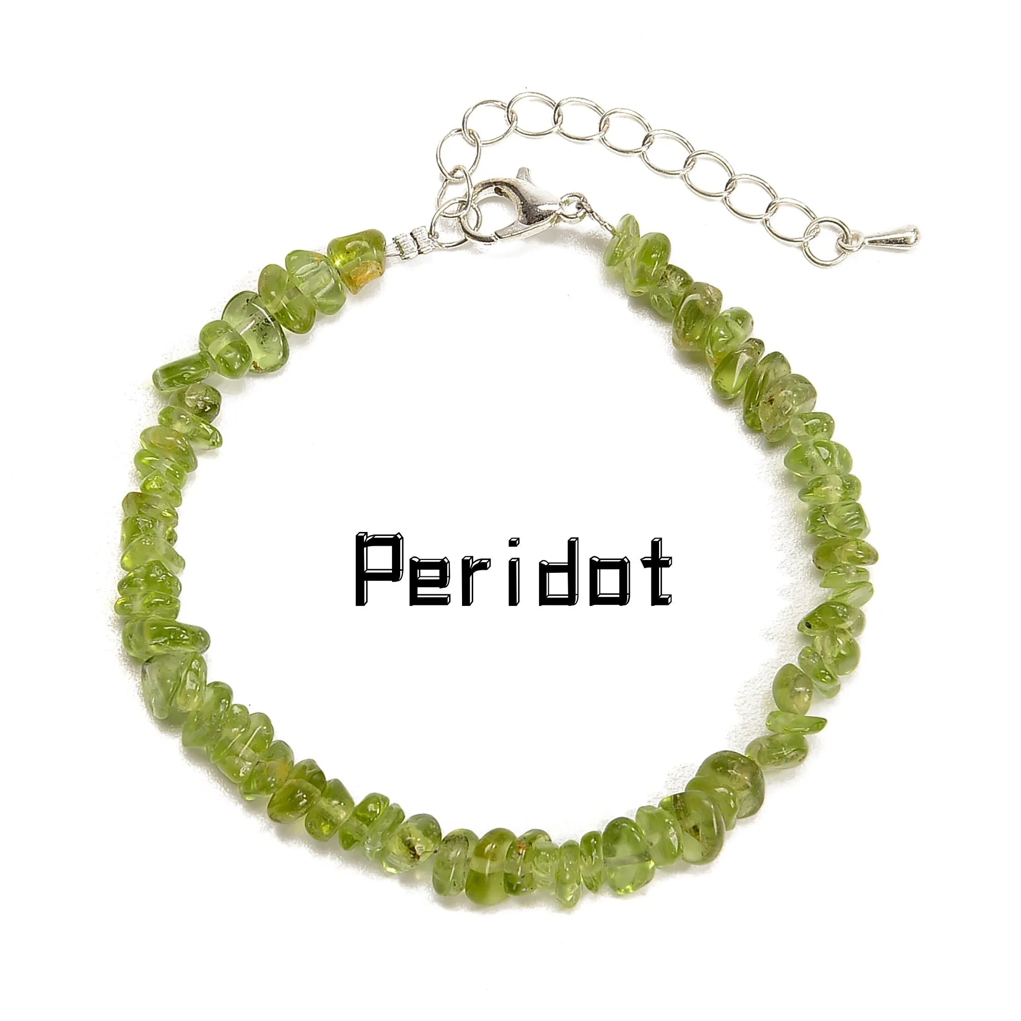 02-Mixed Gemstone Chips Bracelet Silver Plated Clasp Size 5-8mm 7''-8.5''Length