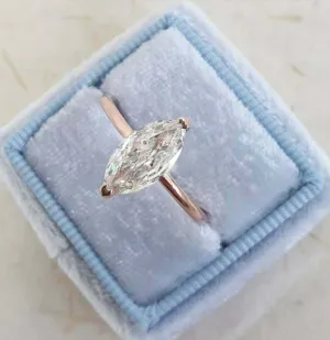 1.25 CT Marquise Cut Diamond Ring Solitaire Engagement Ring 14k Rose Gold Over