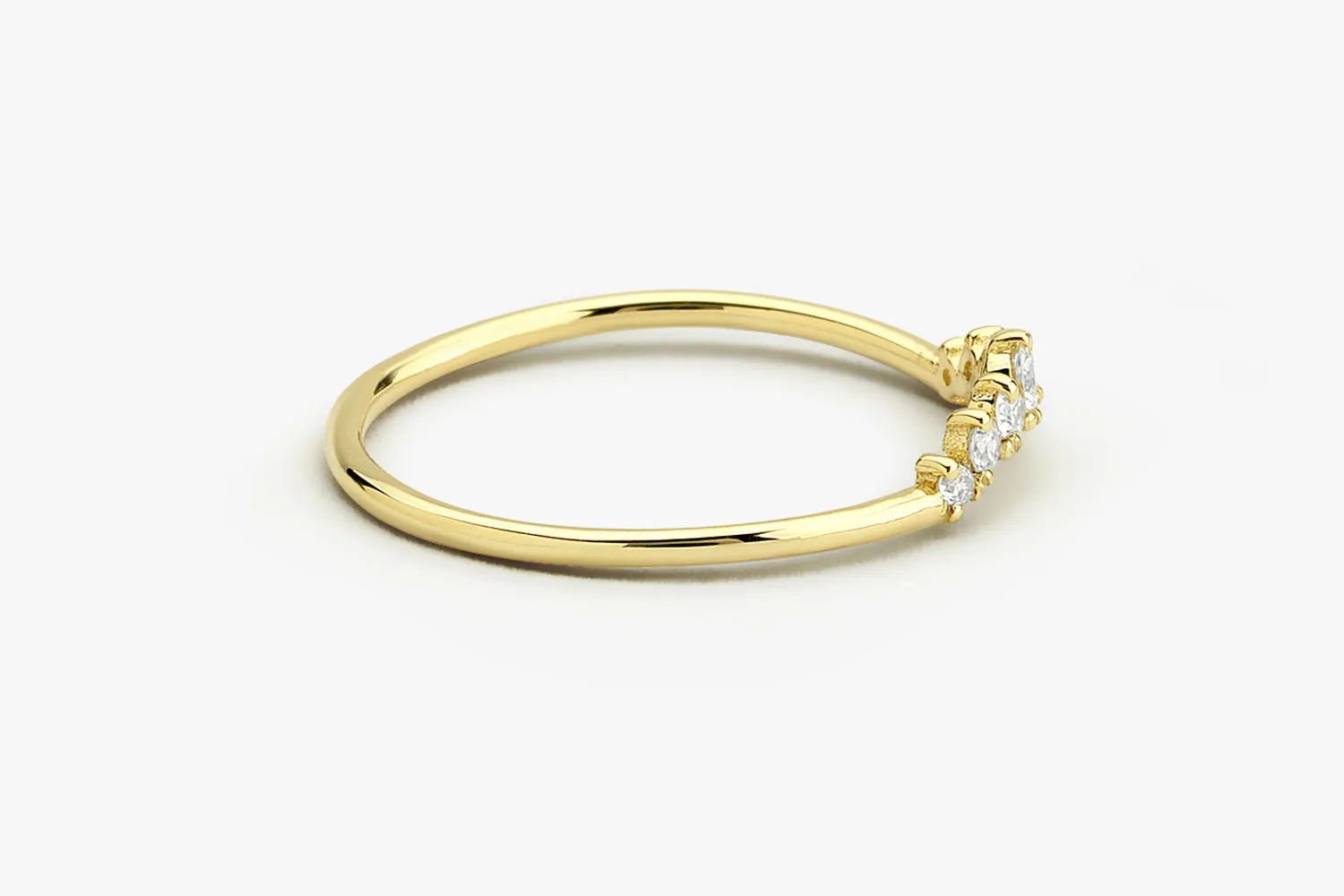 14K Gold Curved Diamond Ring