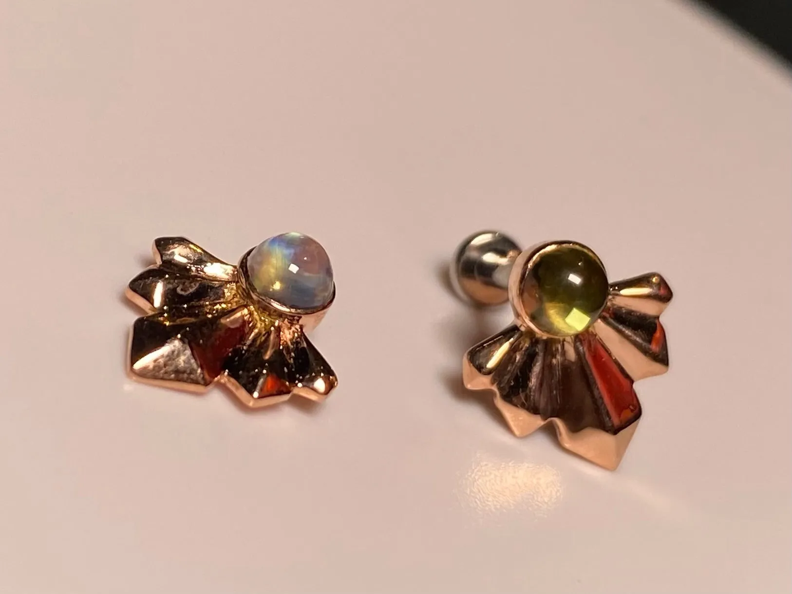 14kt Gold Crystal Fans. Handmade beauty