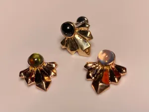 14kt Gold Crystal Fans. Handmade beauty