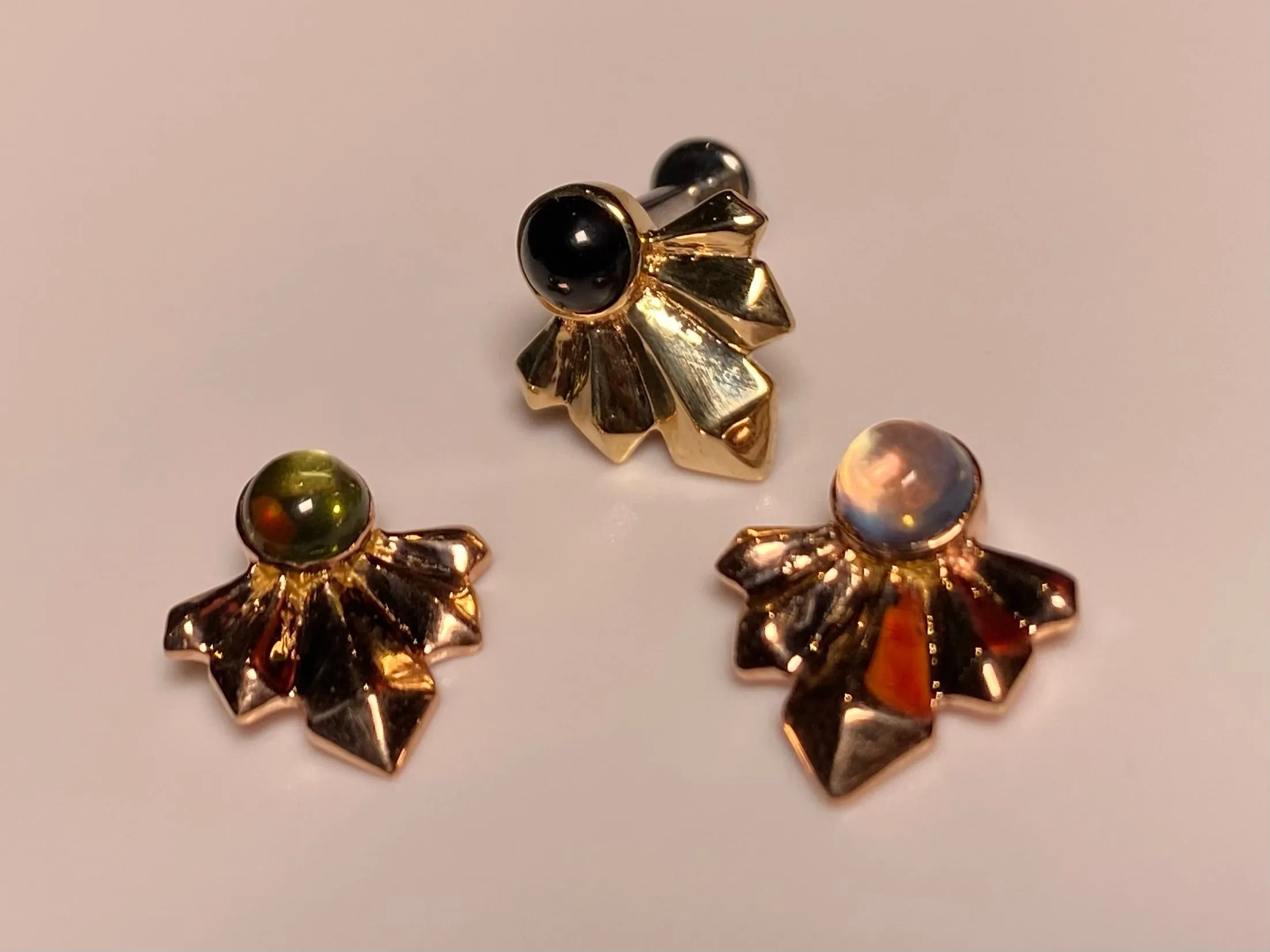 14kt Gold Crystal Fans. Handmade beauty