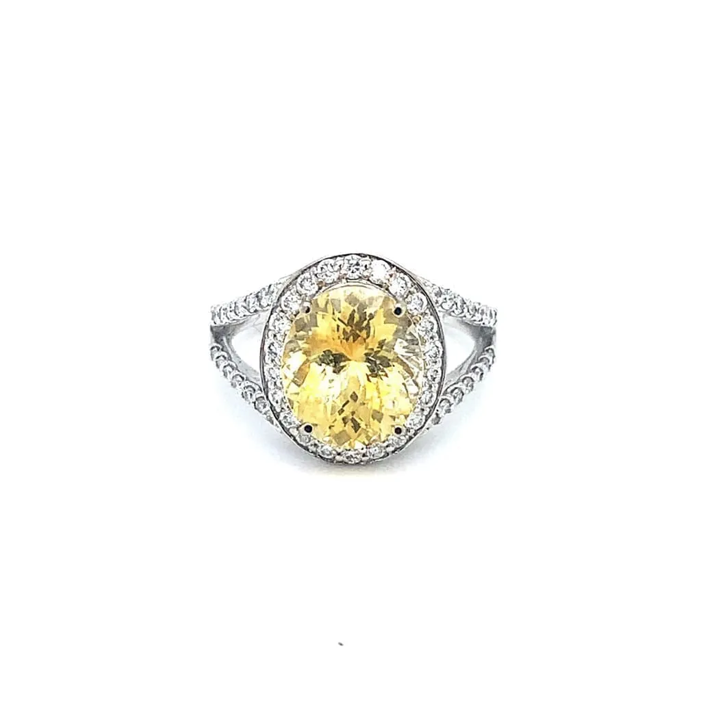 5 CT YELLOW SAPPHIRE SET IN 18K WHITE GOLD at Regard Jewelry in AUSTIN, TX.