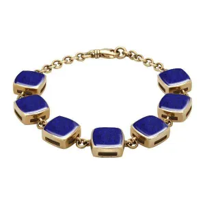 9ct Yellow Gold Lapis Lazuli Cushion Bracelet
