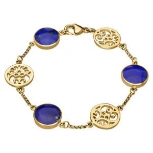9ct Yellow Gold Lapis Lazuli Flore Filigree Bracelet