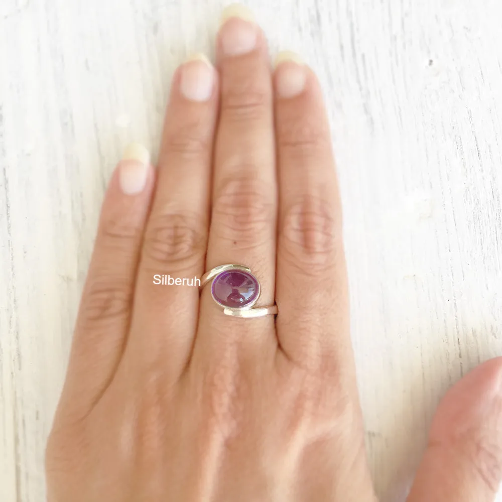 Amethyst Oval Silver Ring