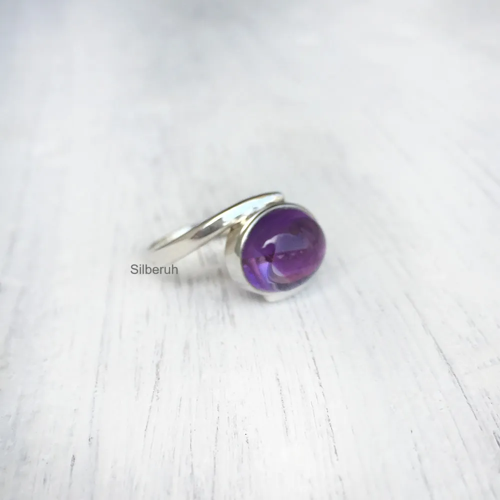 Amethyst Oval Silver Ring