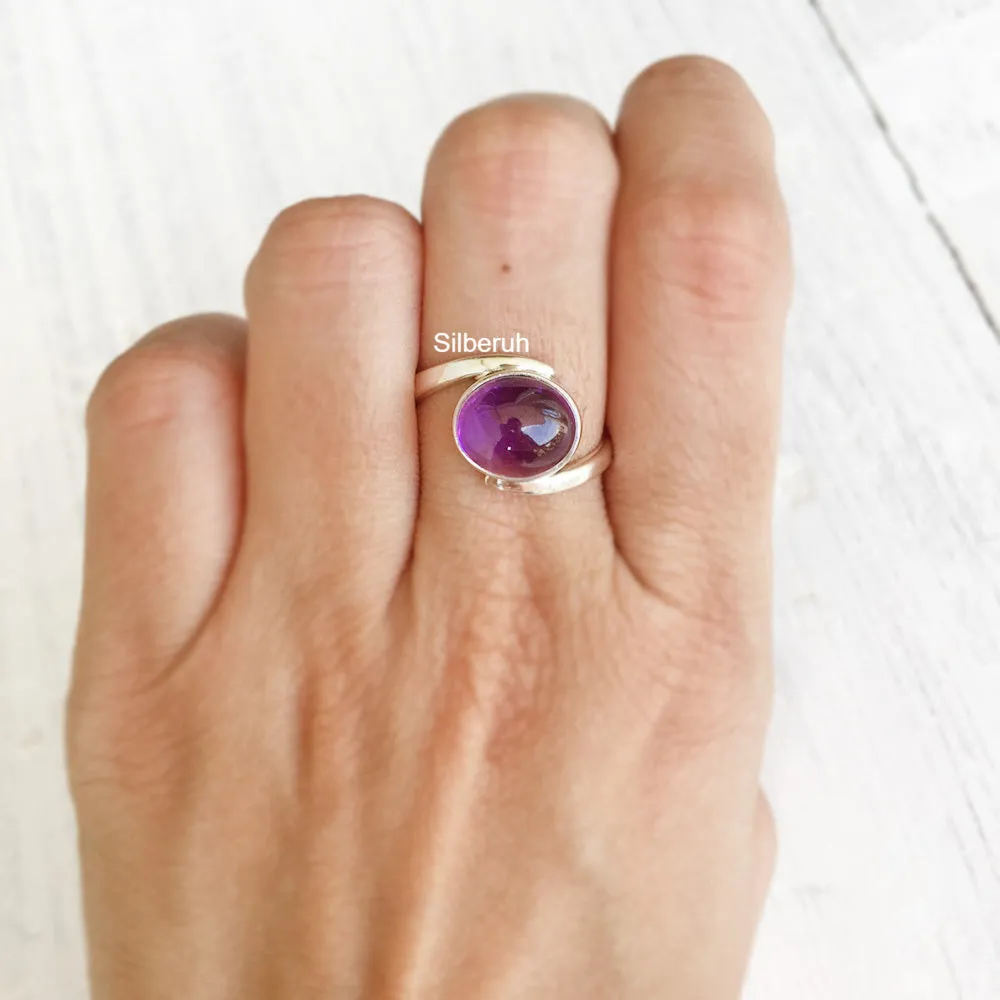 Amethyst Oval Silver Ring