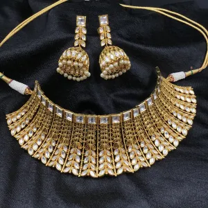 Antique Gold Finish Designer Bridal Kundan Choker Set 6494-1225
