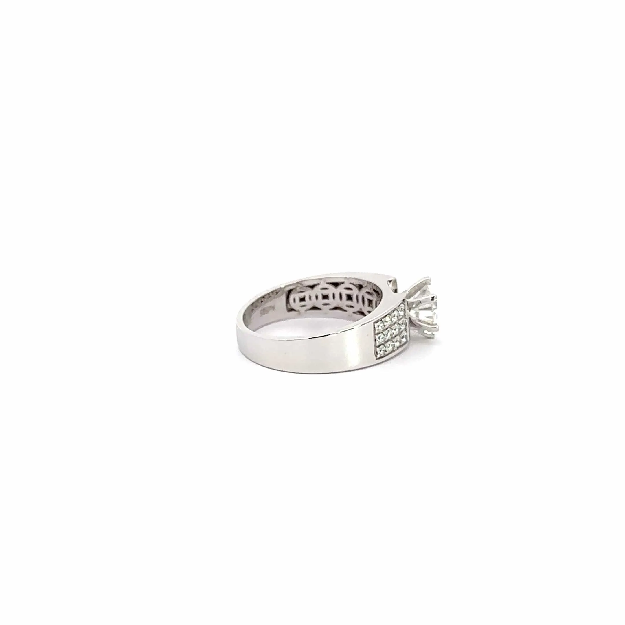 Baikalla 14k White Gold Solitaire Moissanite and Diamond Engagement Ring