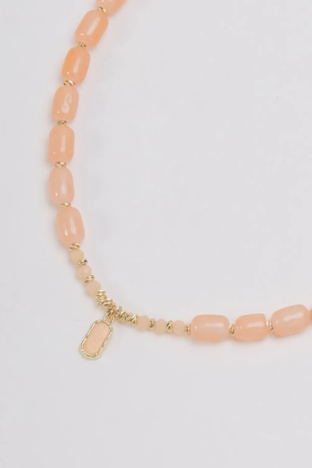Beaded Orange Stone Necklace