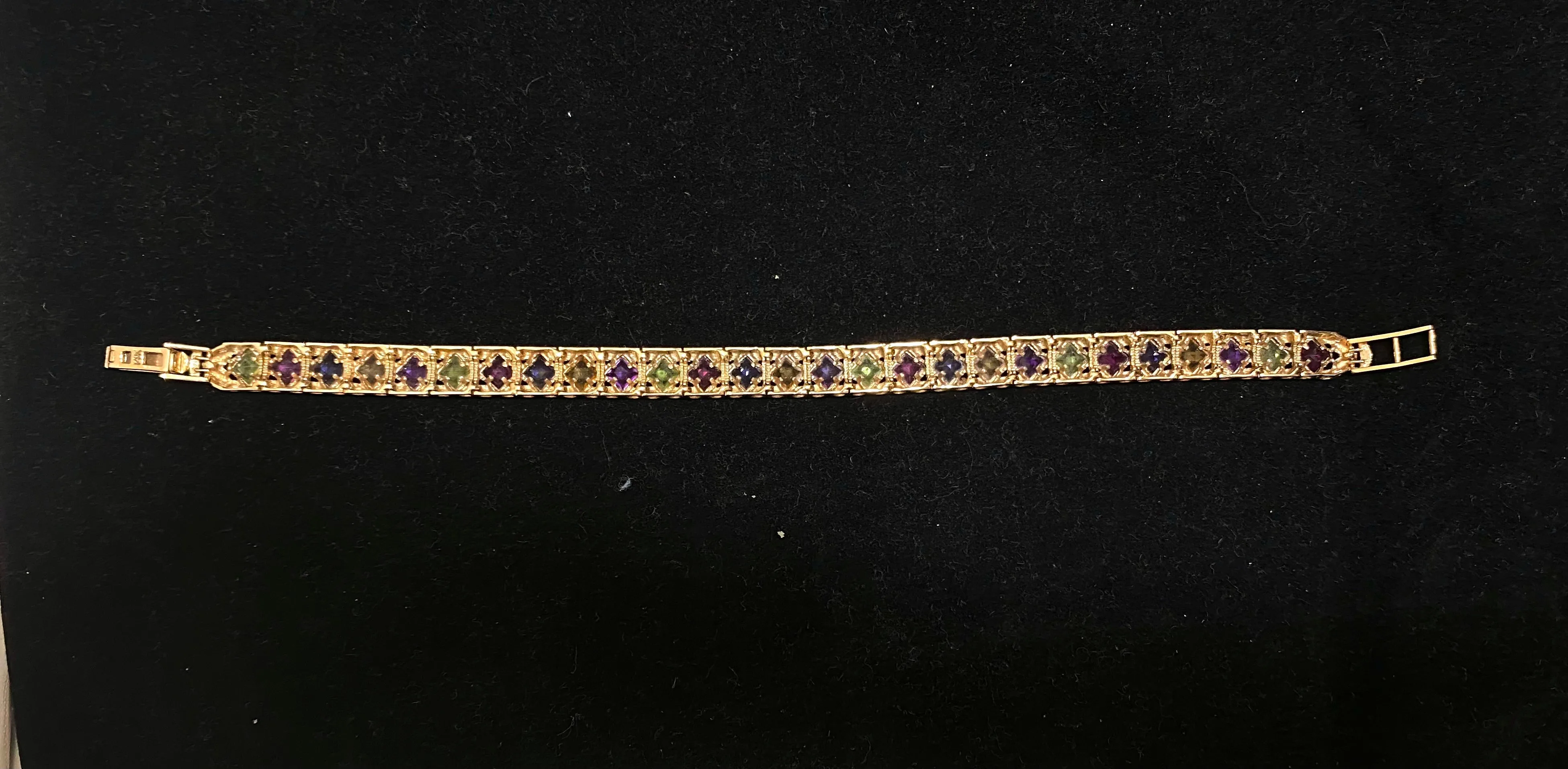 BRACELET Unique Solid Yellow Gold w/ 27 Multi Colored Stones - $10K APR w/ CoA!!