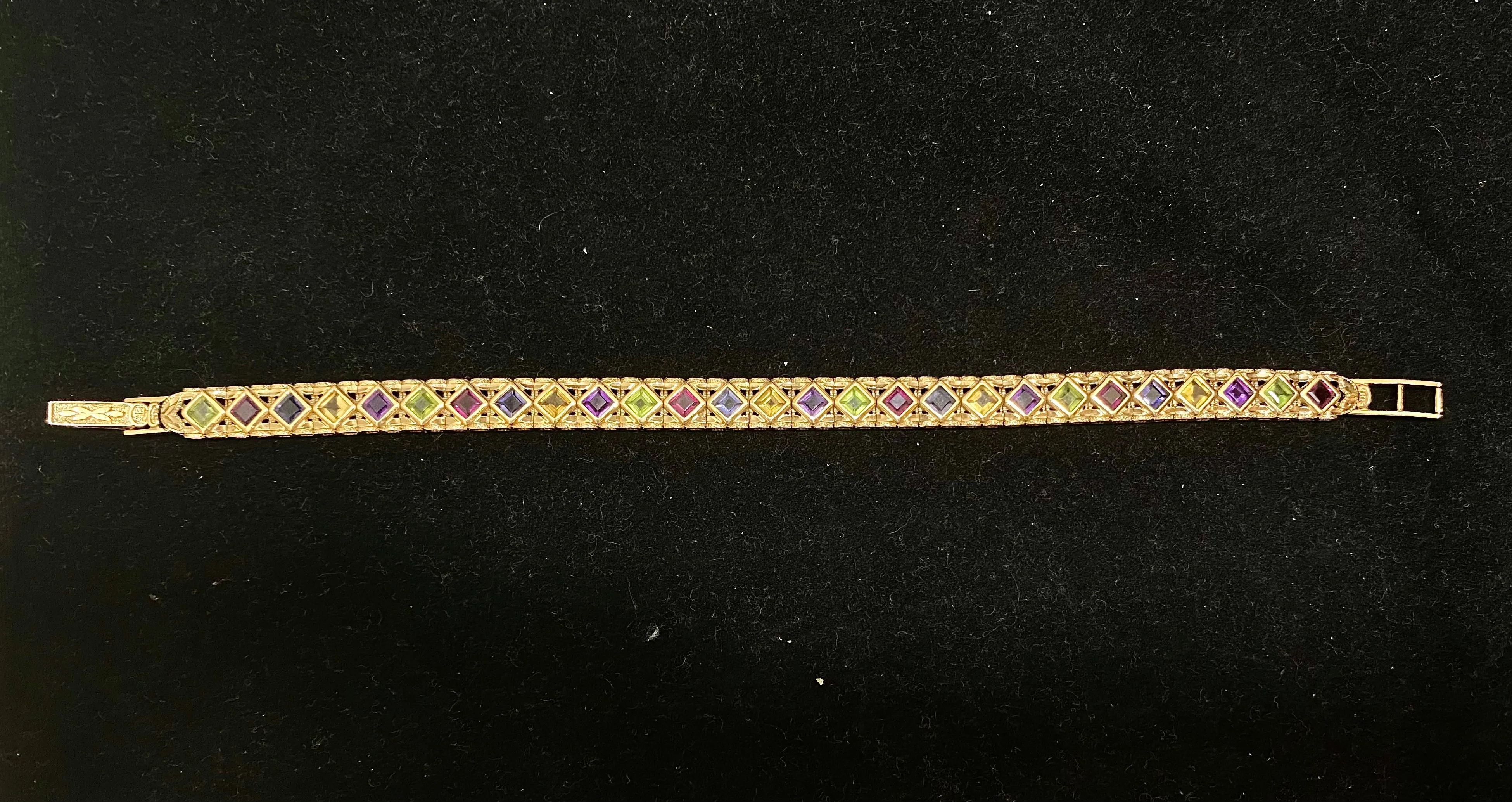 BRACELET Unique Solid Yellow Gold w/ 27 Multi Colored Stones - $10K APR w/ CoA!!