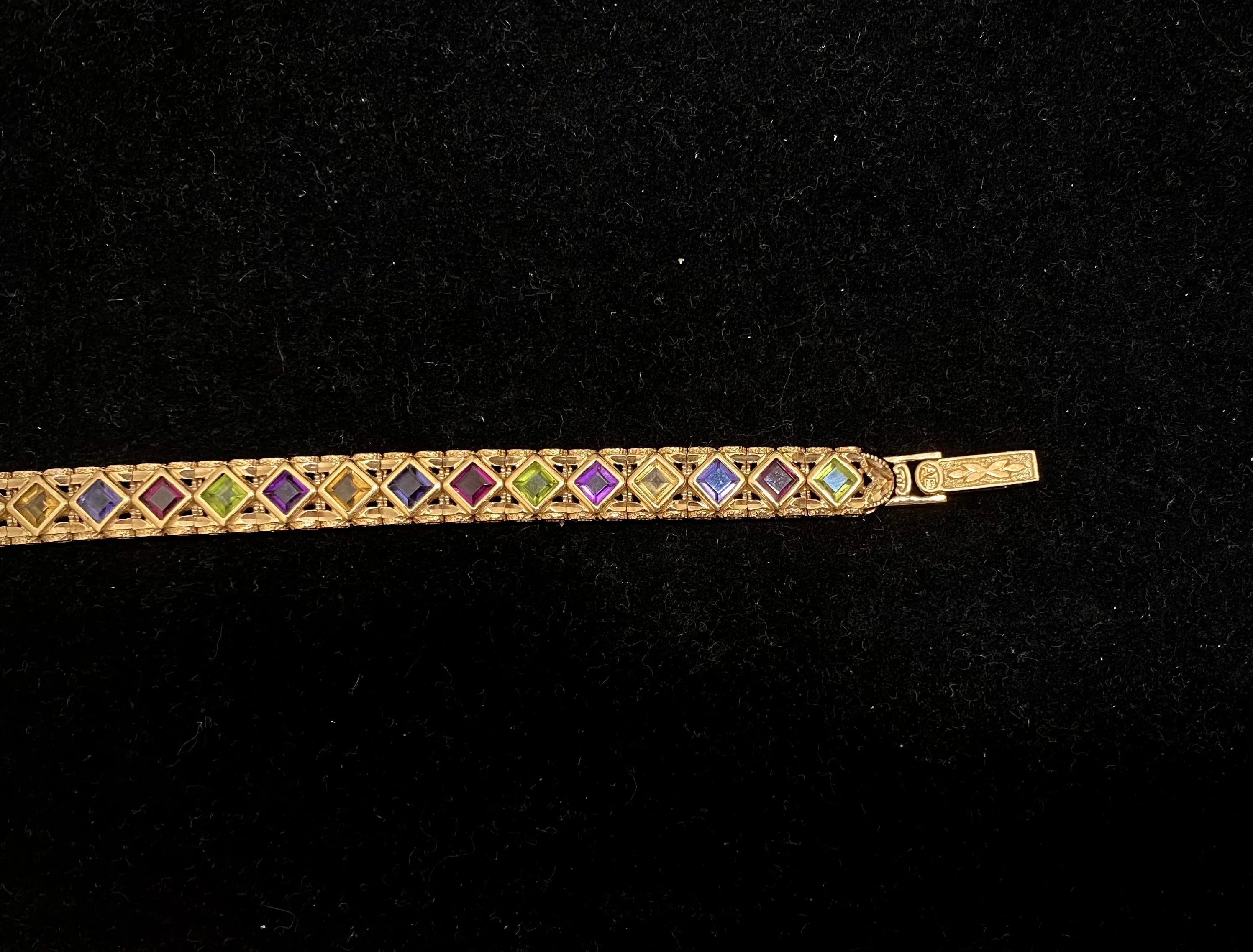 BRACELET Unique Solid Yellow Gold w/ 27 Multi Colored Stones - $10K APR w/ CoA!!