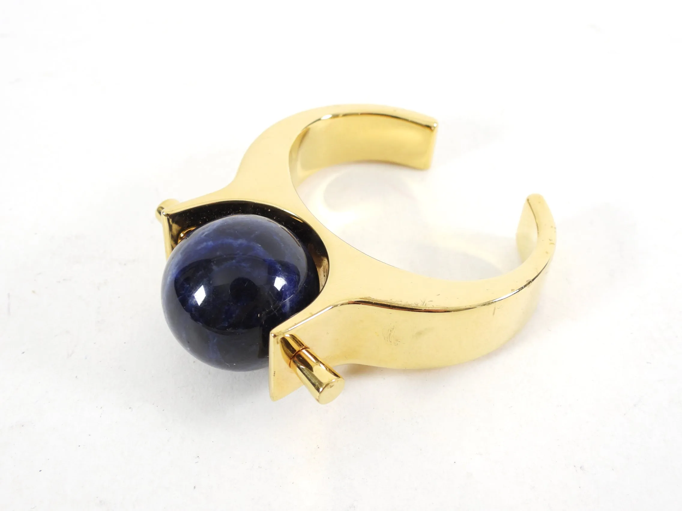 Chloe Architectural Cuff Bracelet with Lapis Stone
