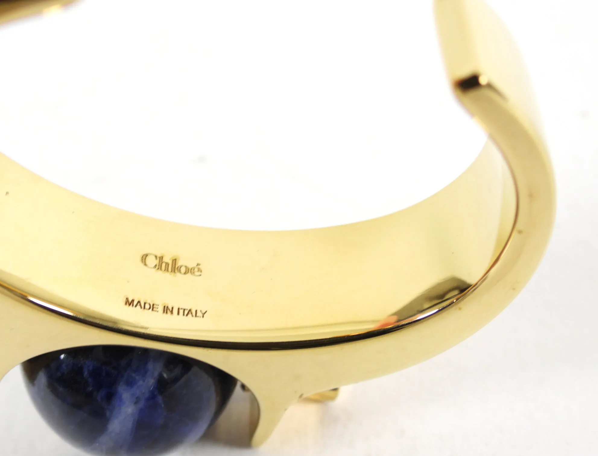 Chloe Architectural Cuff Bracelet with Lapis Stone
