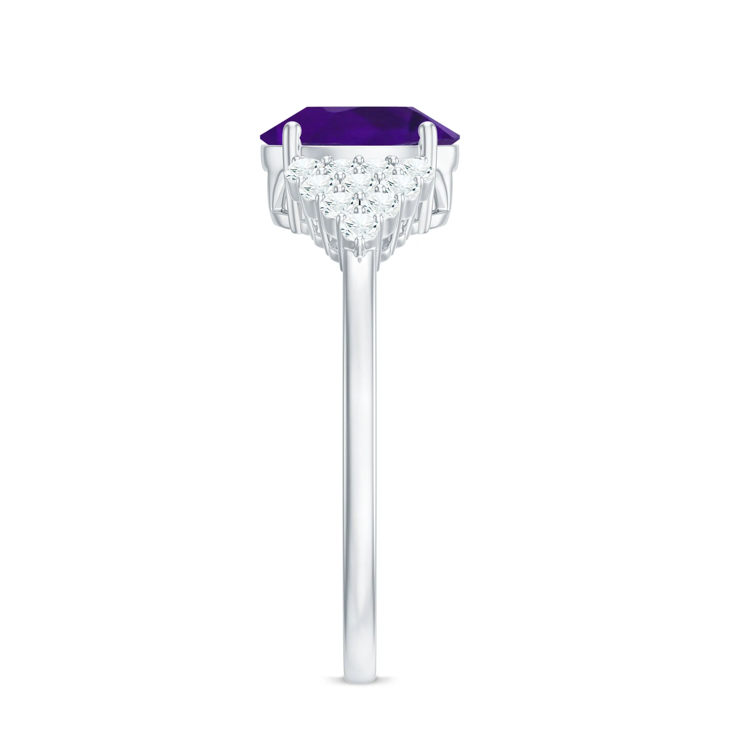 Classic Amethyst and Diamond Engagement Ring