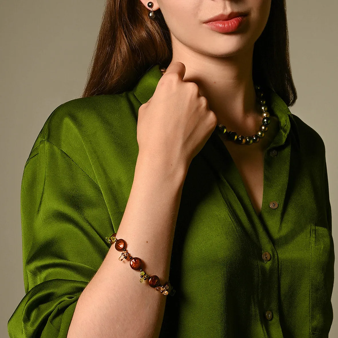Copper Freshwater Pearl 'M&M'  Bracelet