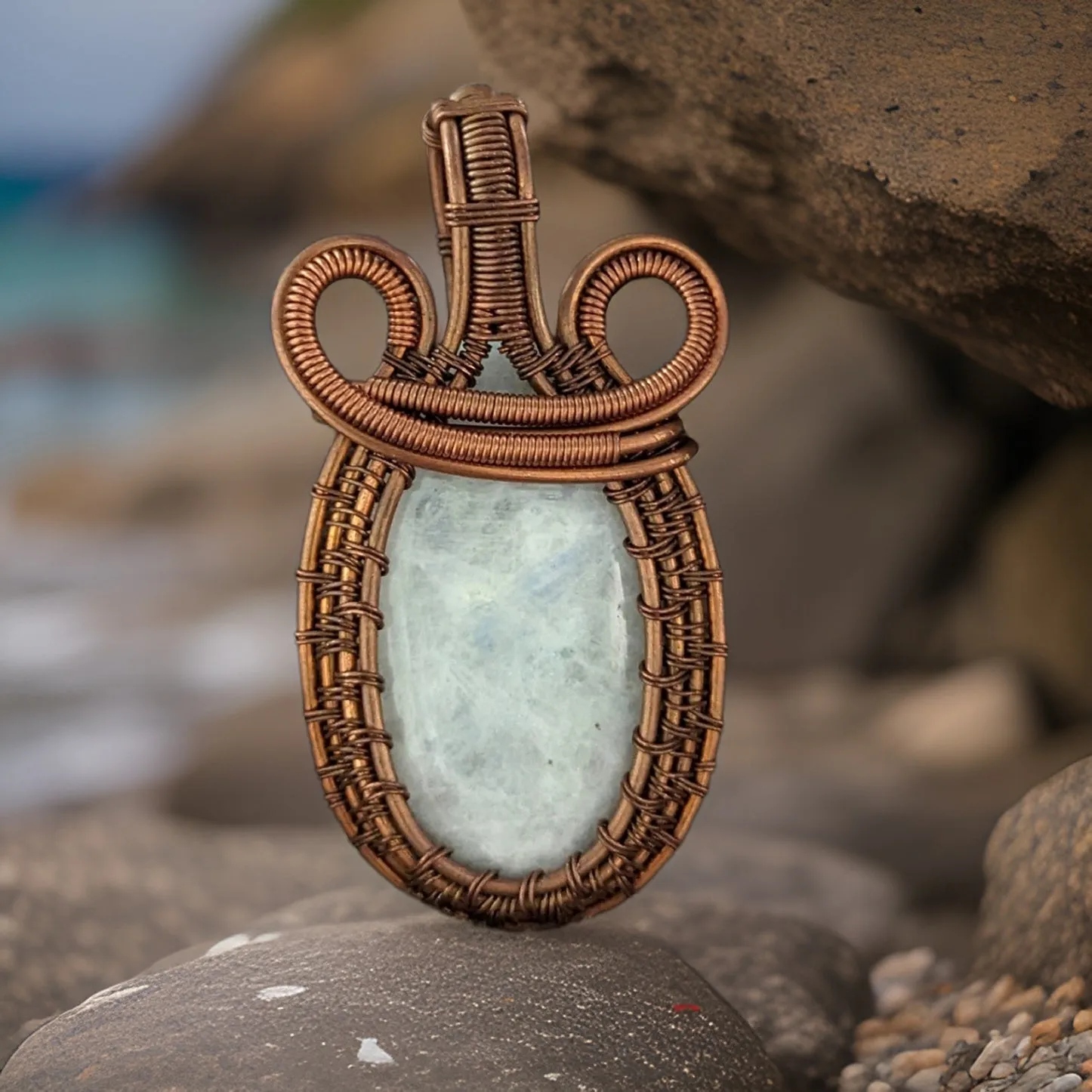 Copper Wrapped, Moonstone, Pendant