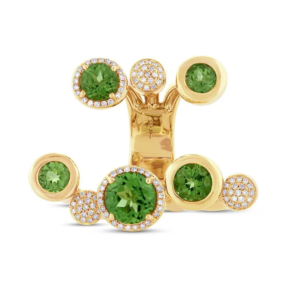 Diamond & 5.31ct Peridot 14k Yellow Gold Ring - 0.39ct