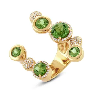 Diamond & 5.31ct Peridot 14k Yellow Gold Ring - 0.39ct