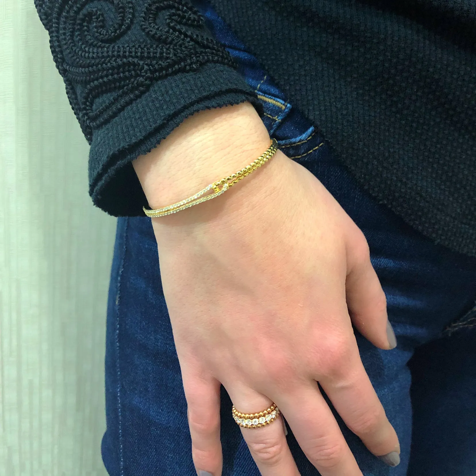Diamond Linked Rope Bangle Bracelet