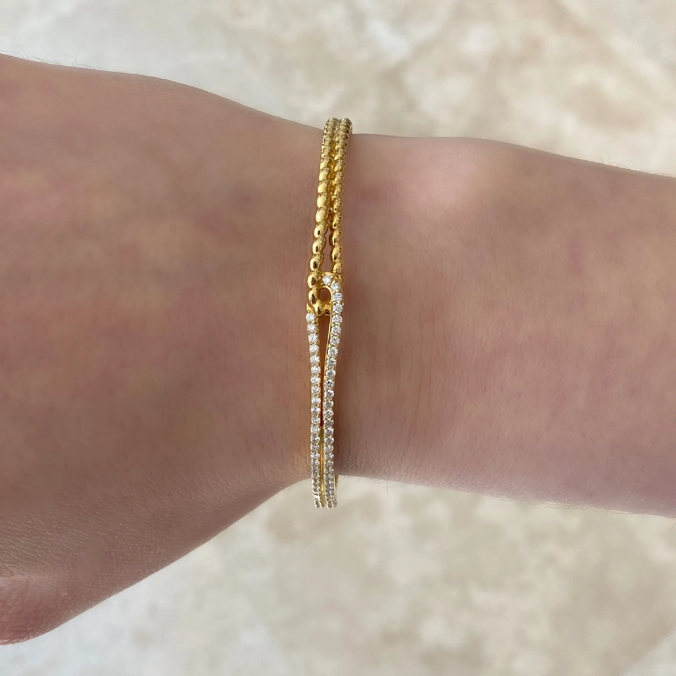 Diamond Linked Rope Bangle Bracelet