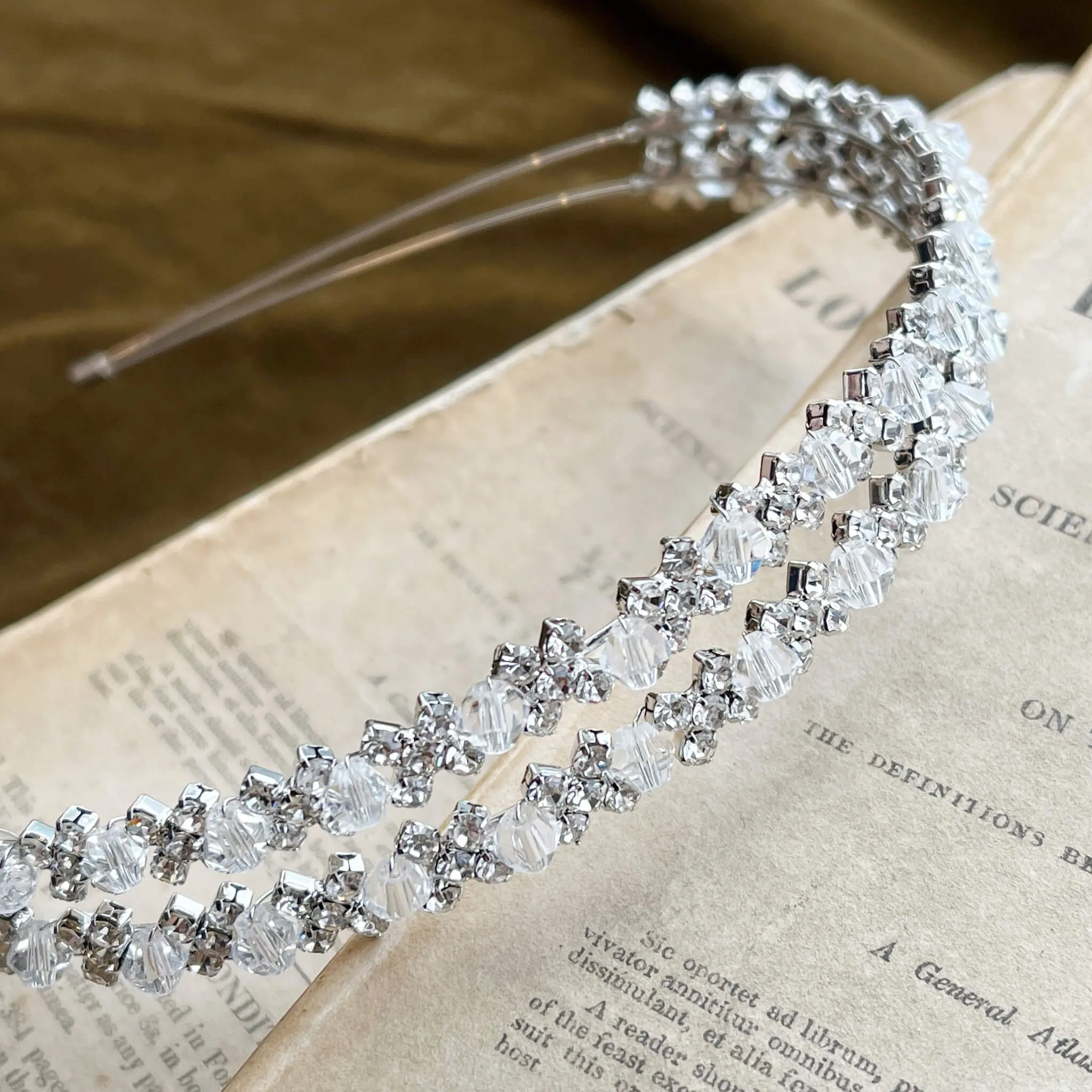 Dione, Silver Crystal Tiara Headband