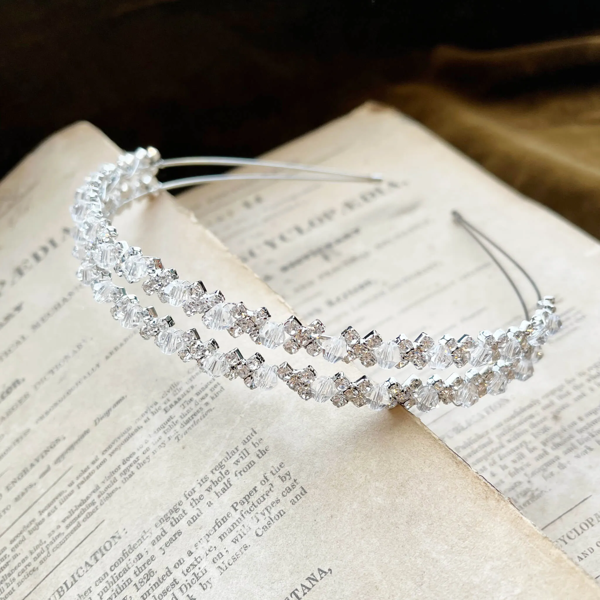 Dione, Silver Crystal Tiara Headband