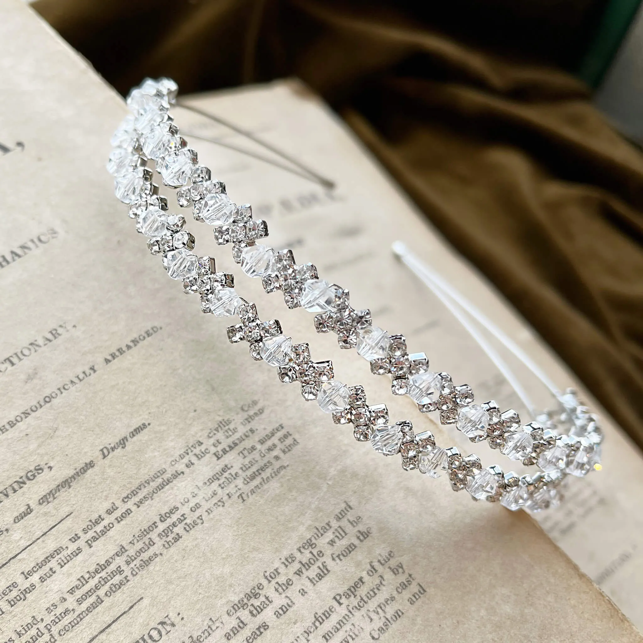 Dione, Silver Crystal Tiara Headband