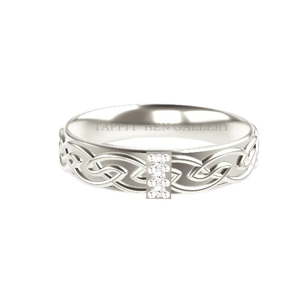 EDINBURGH PAVE DIAMOND CELTIC KNOT WEDDING RING