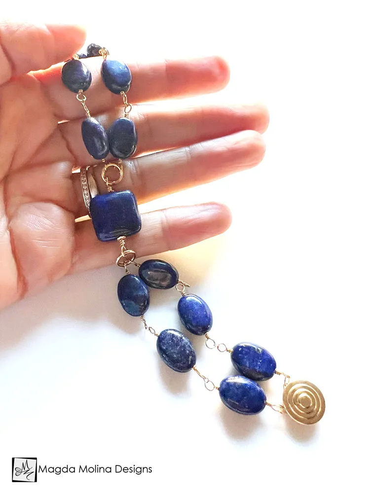 Elegant Lapis Lazuli Bracelet on Gold Filled