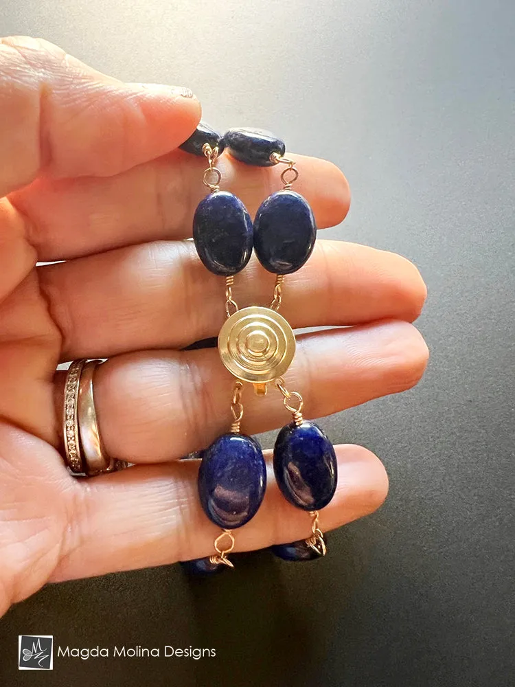 Elegant Lapis Lazuli Bracelet on Gold Filled