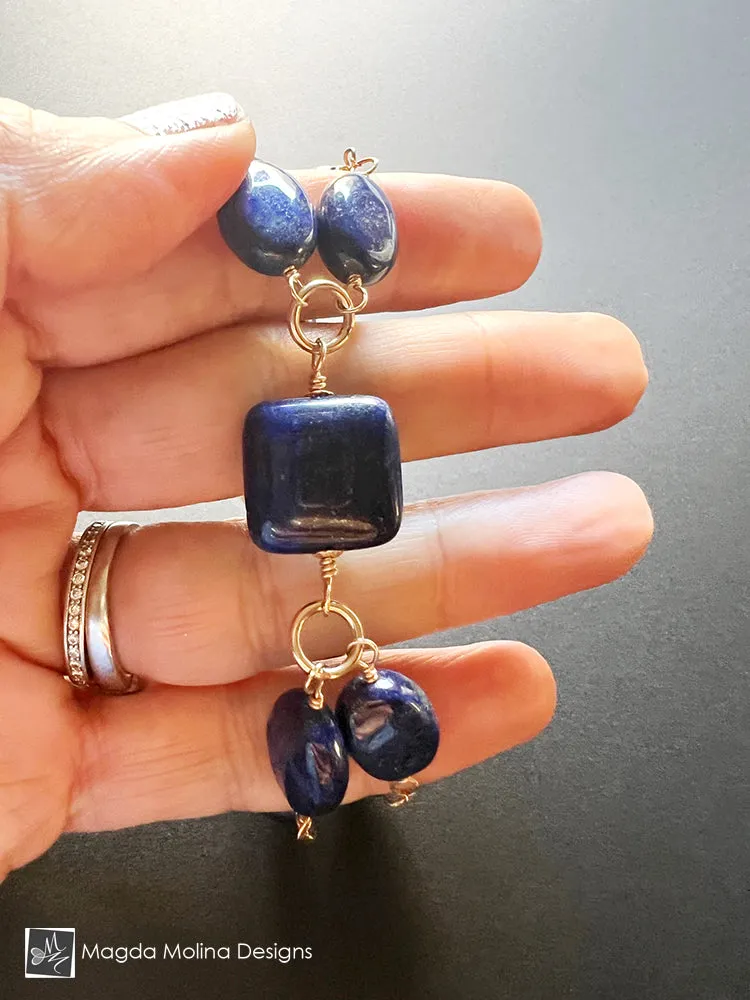 Elegant Lapis Lazuli Bracelet on Gold Filled