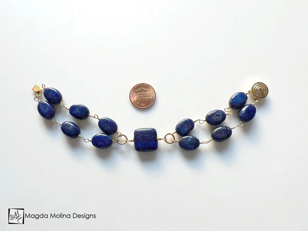Elegant Lapis Lazuli Bracelet on Gold Filled