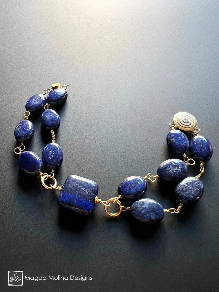 Elegant Lapis Lazuli Bracelet on Gold Filled