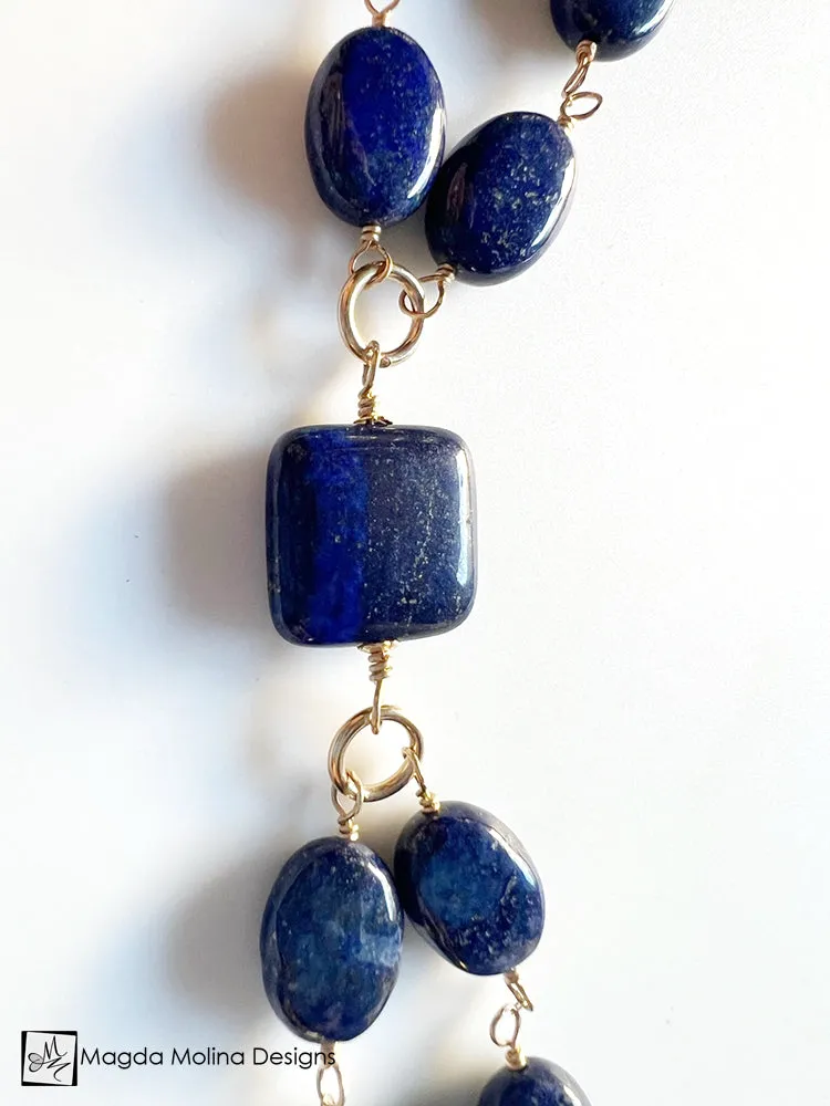 Elegant Lapis Lazuli Bracelet on Gold Filled