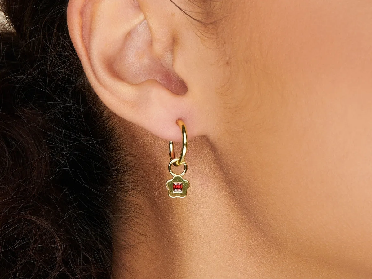 Flower Garnet Earrings Charm