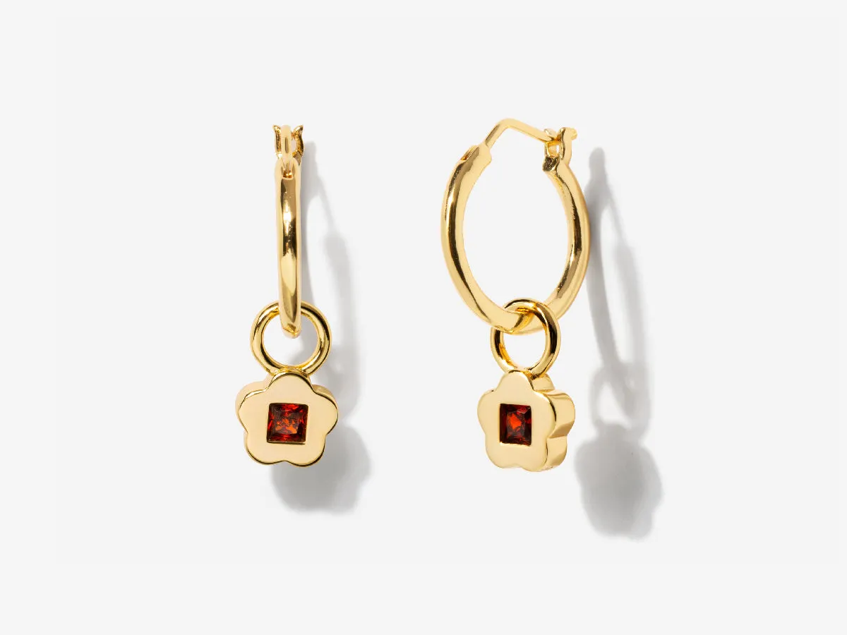 Flower Garnet Earrings Charm