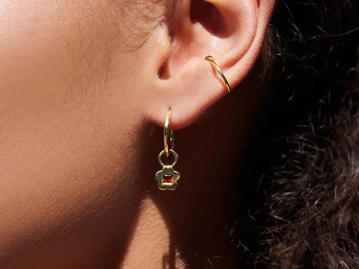 Flower Garnet Earrings Charm