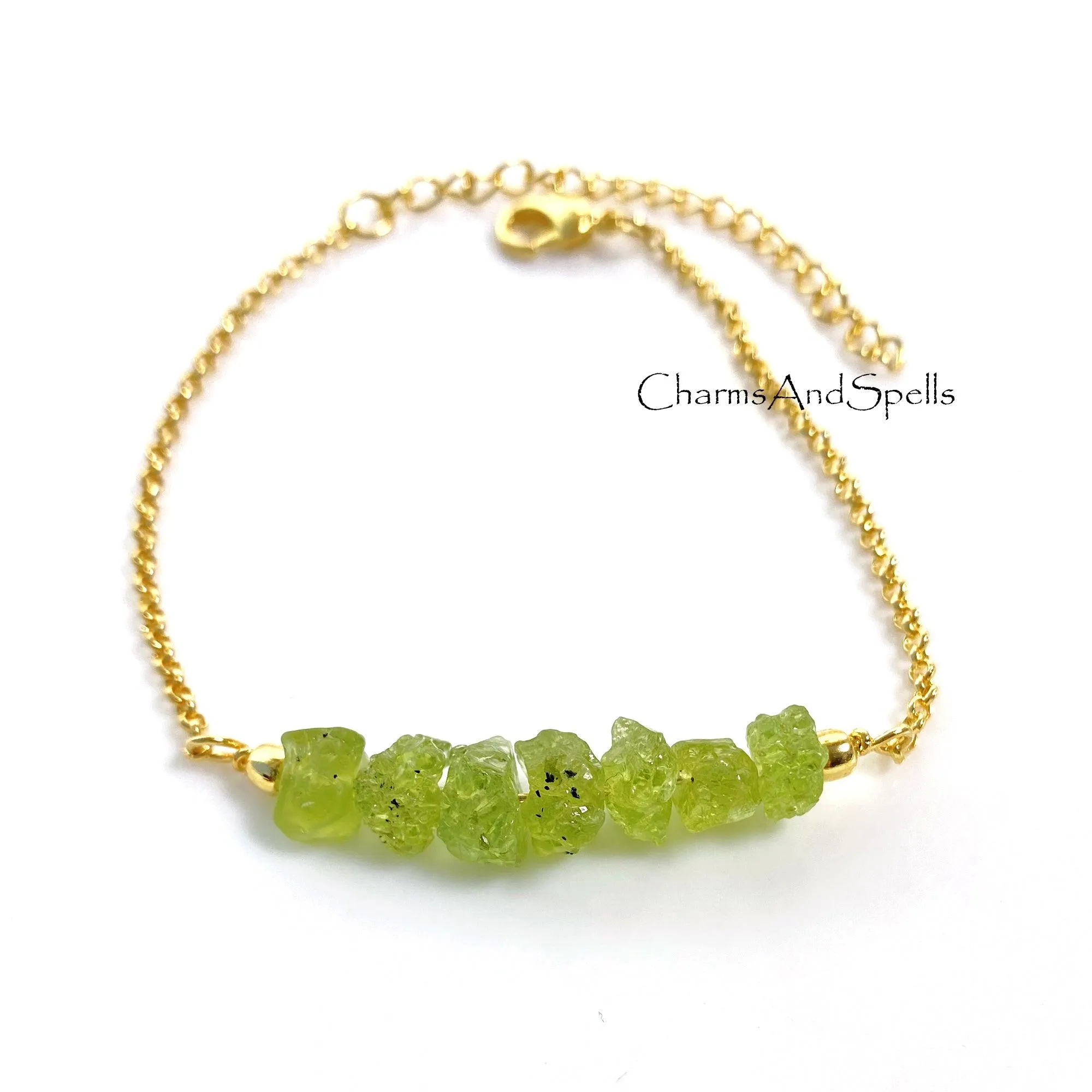 Genuine Raw Peridot Beaded Bracelet, Rough Crystal Jewelry, Adjustable Beaded Friendship Bracelet, Raw Gemstone bracelet, Beads Bracelet