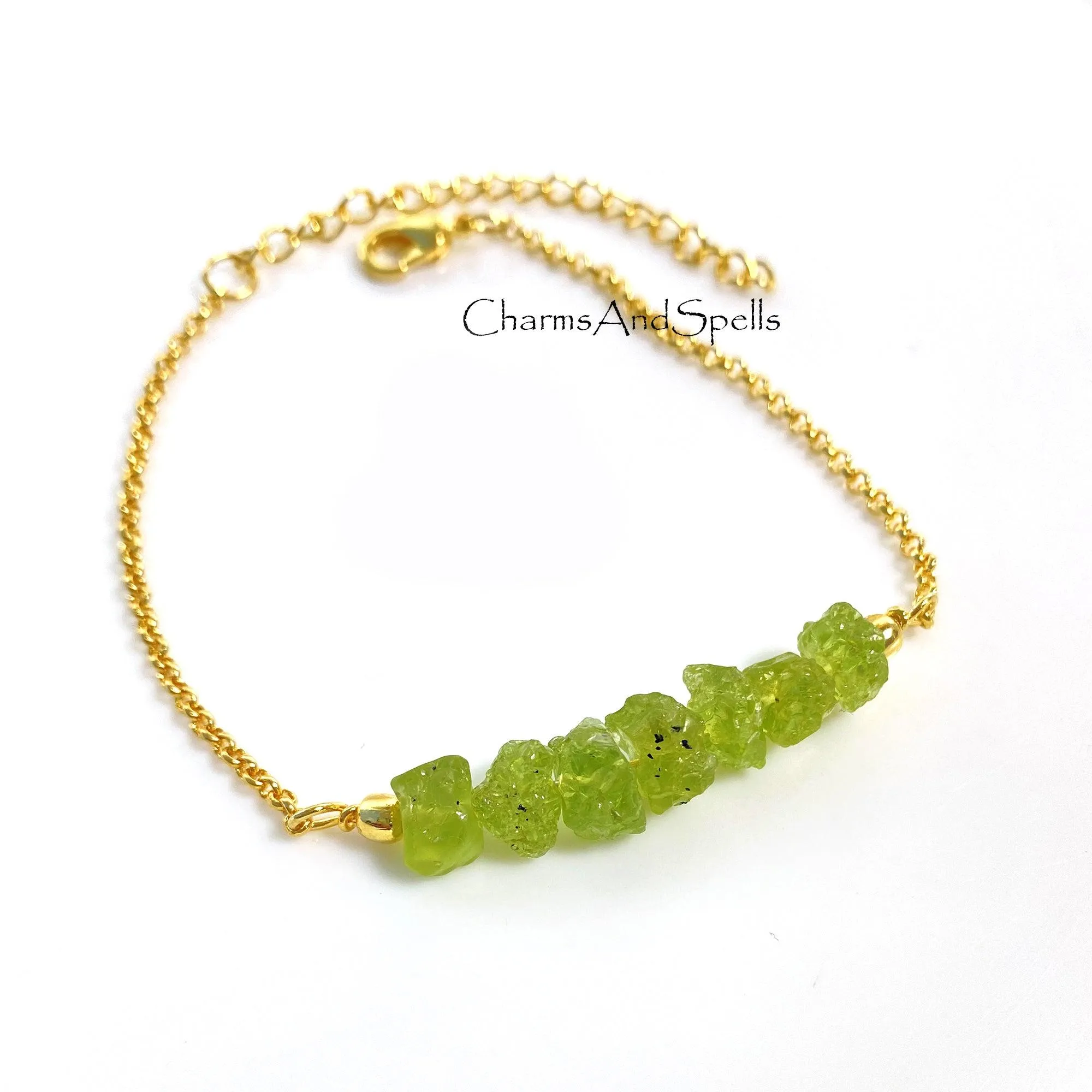 Genuine Raw Peridot Beaded Bracelet, Rough Crystal Jewelry, Adjustable Beaded Friendship Bracelet, Raw Gemstone bracelet, Beads Bracelet