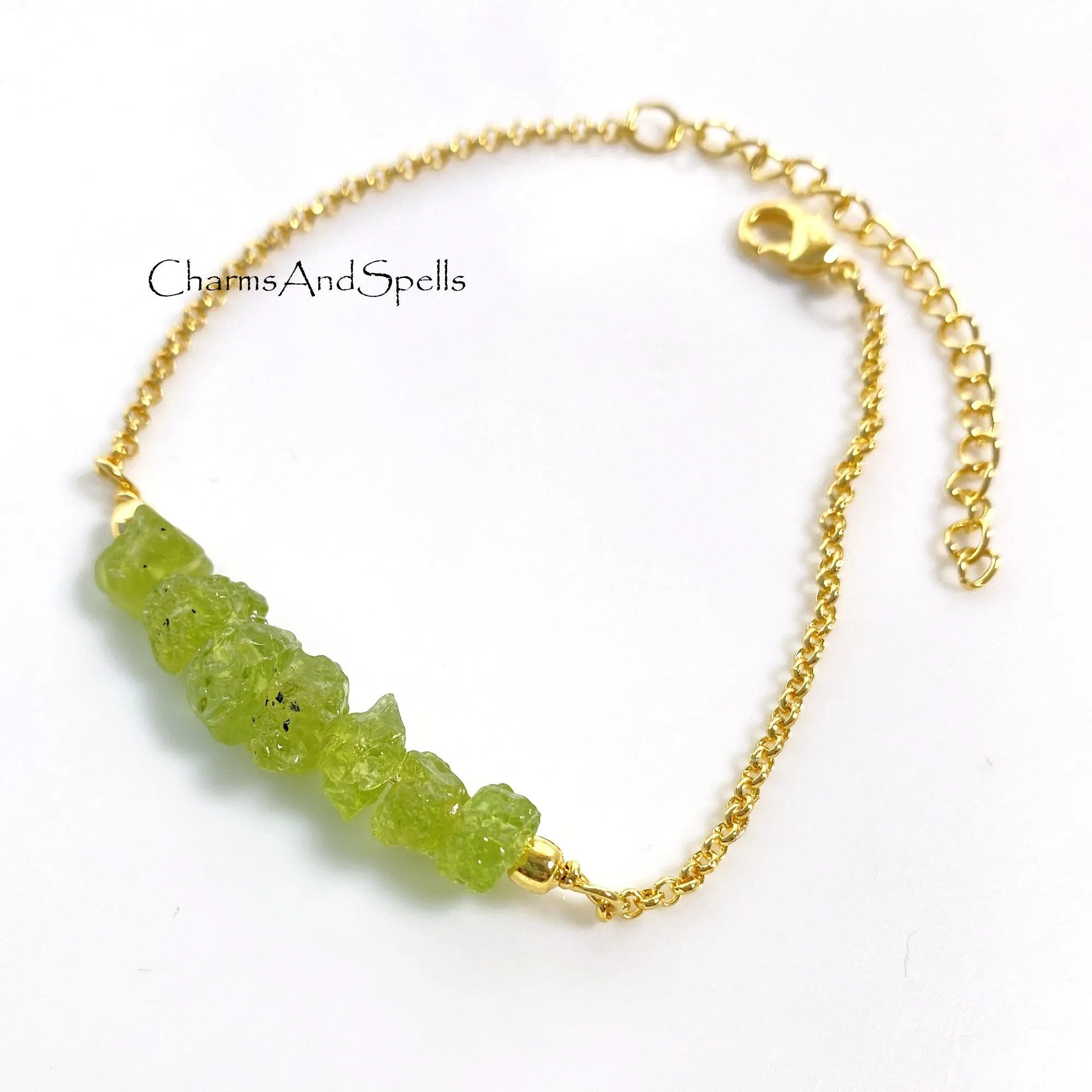Genuine Raw Peridot Beaded Bracelet, Rough Crystal Jewelry, Adjustable Beaded Friendship Bracelet, Raw Gemstone bracelet, Beads Bracelet