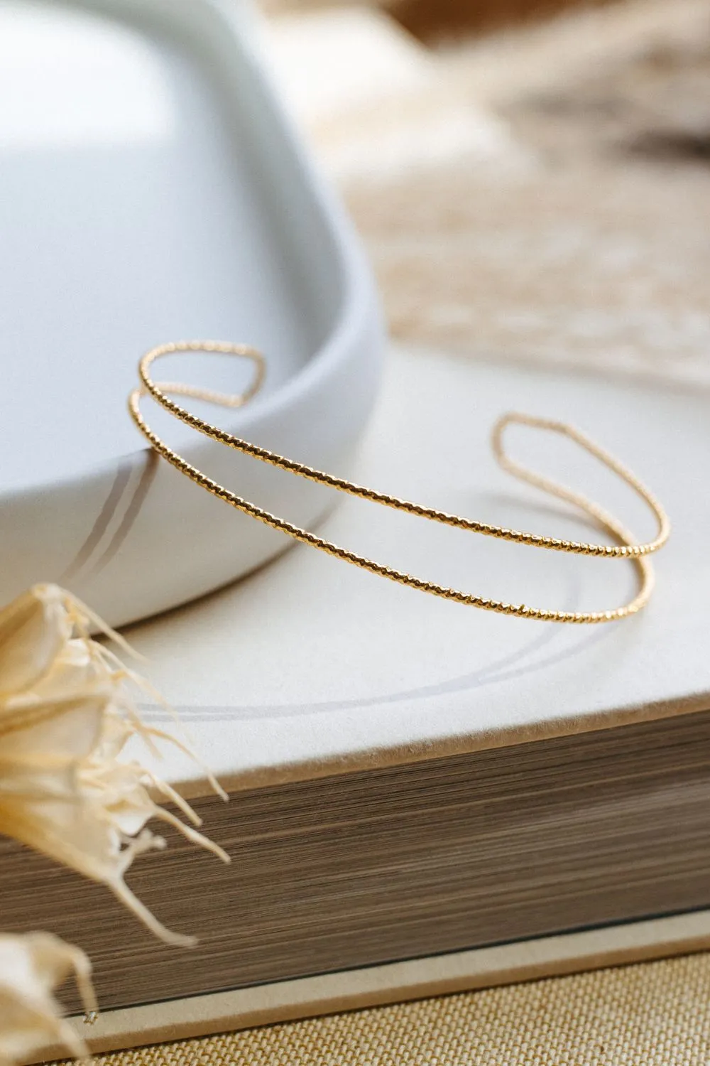 Gold Textured Double Stacked Bracelet