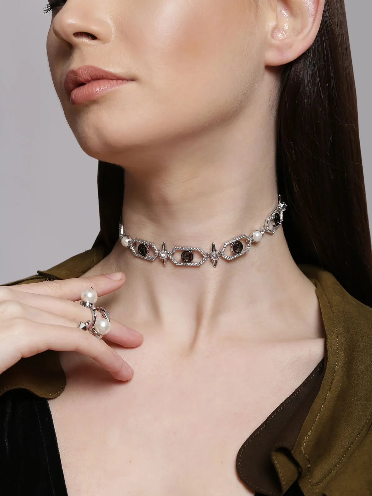 Grace Vanderwaal In OH Celeste Sirius Embellished Choker Necklace