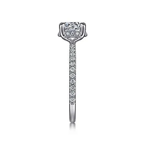 Hart - 14K White Gold Hidden Halo Round Diamond Engagement Ring