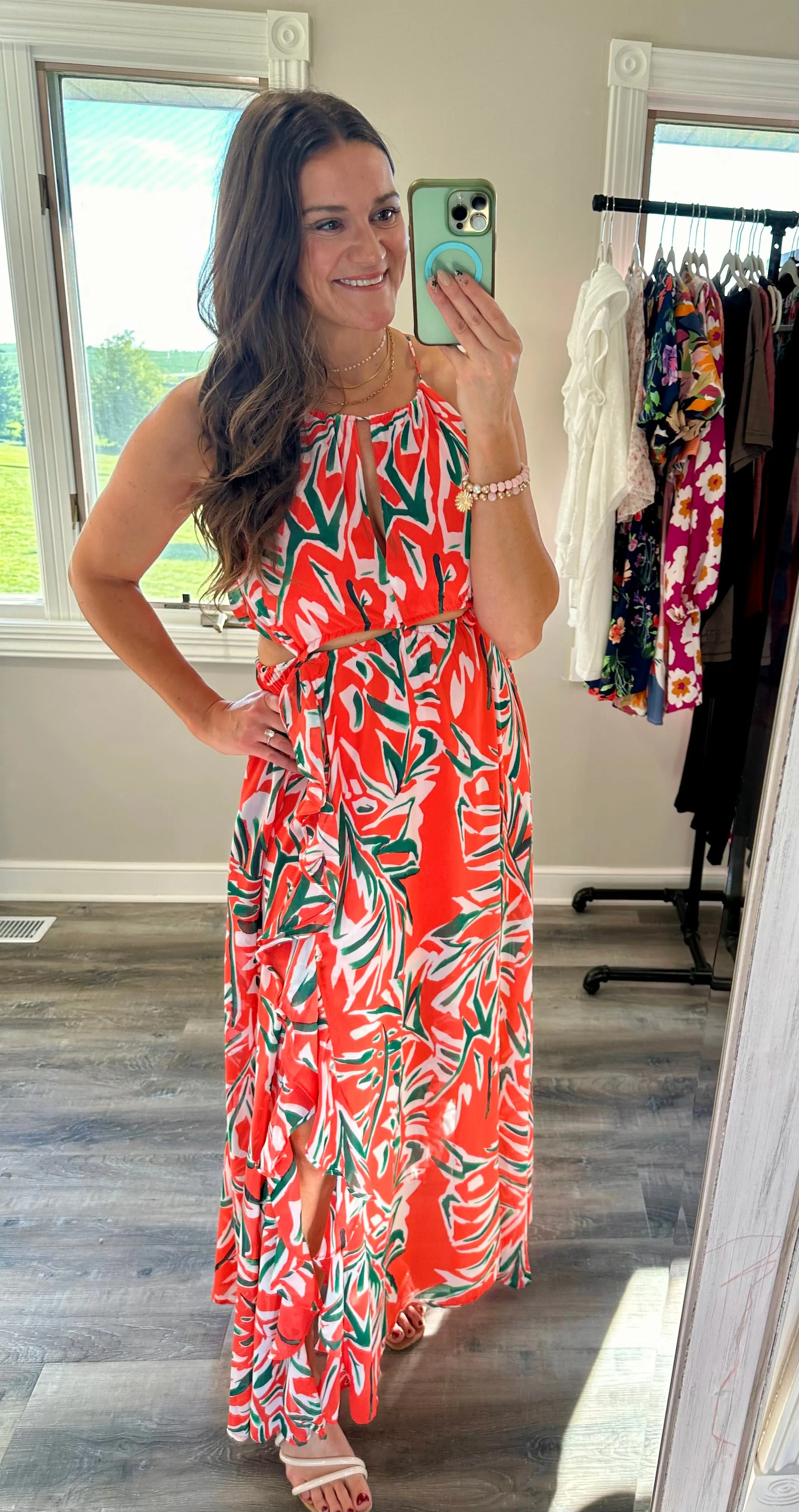 Humming Along Cutout Dress in Coral