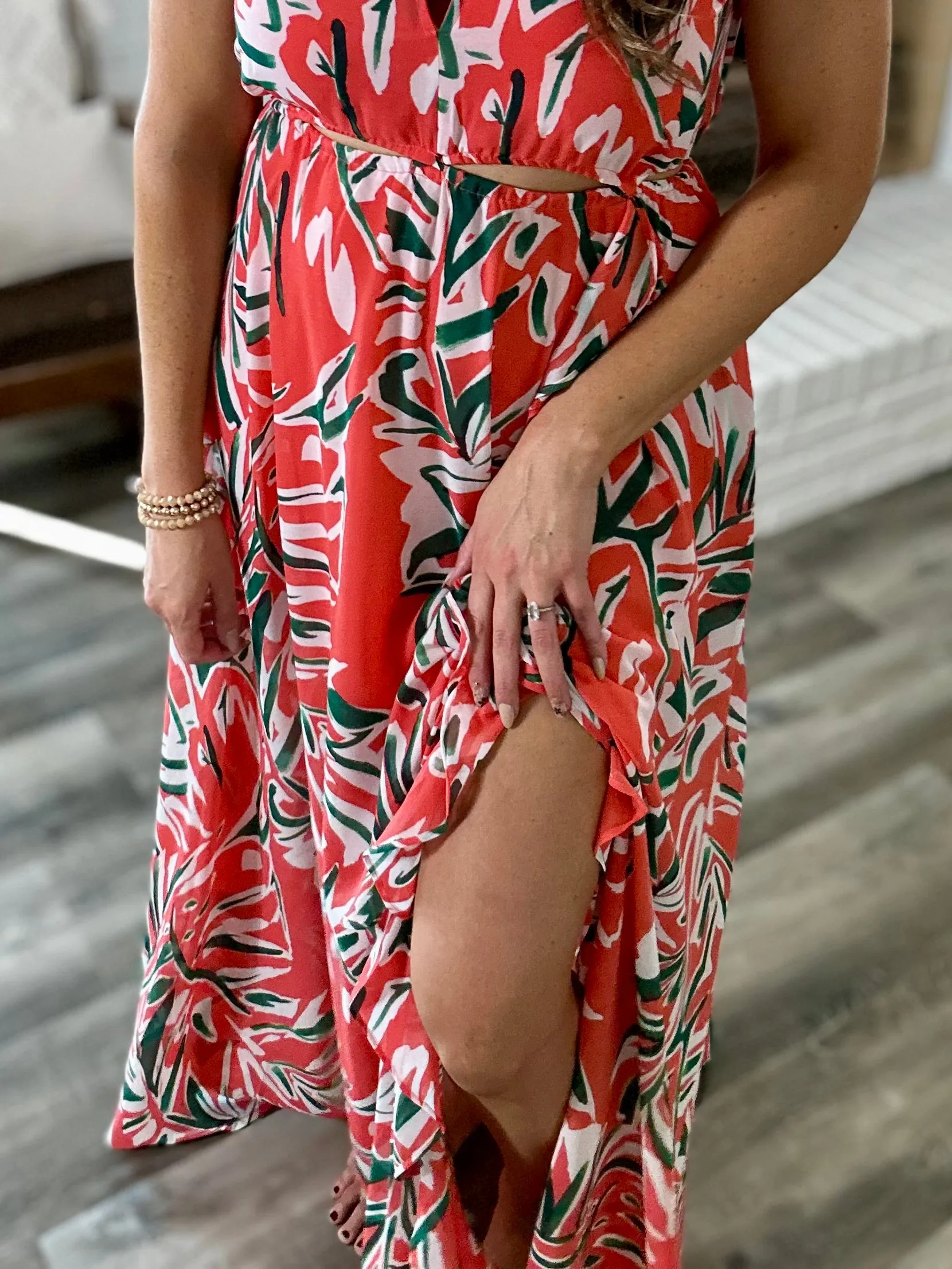 Humming Along Cutout Dress in Coral