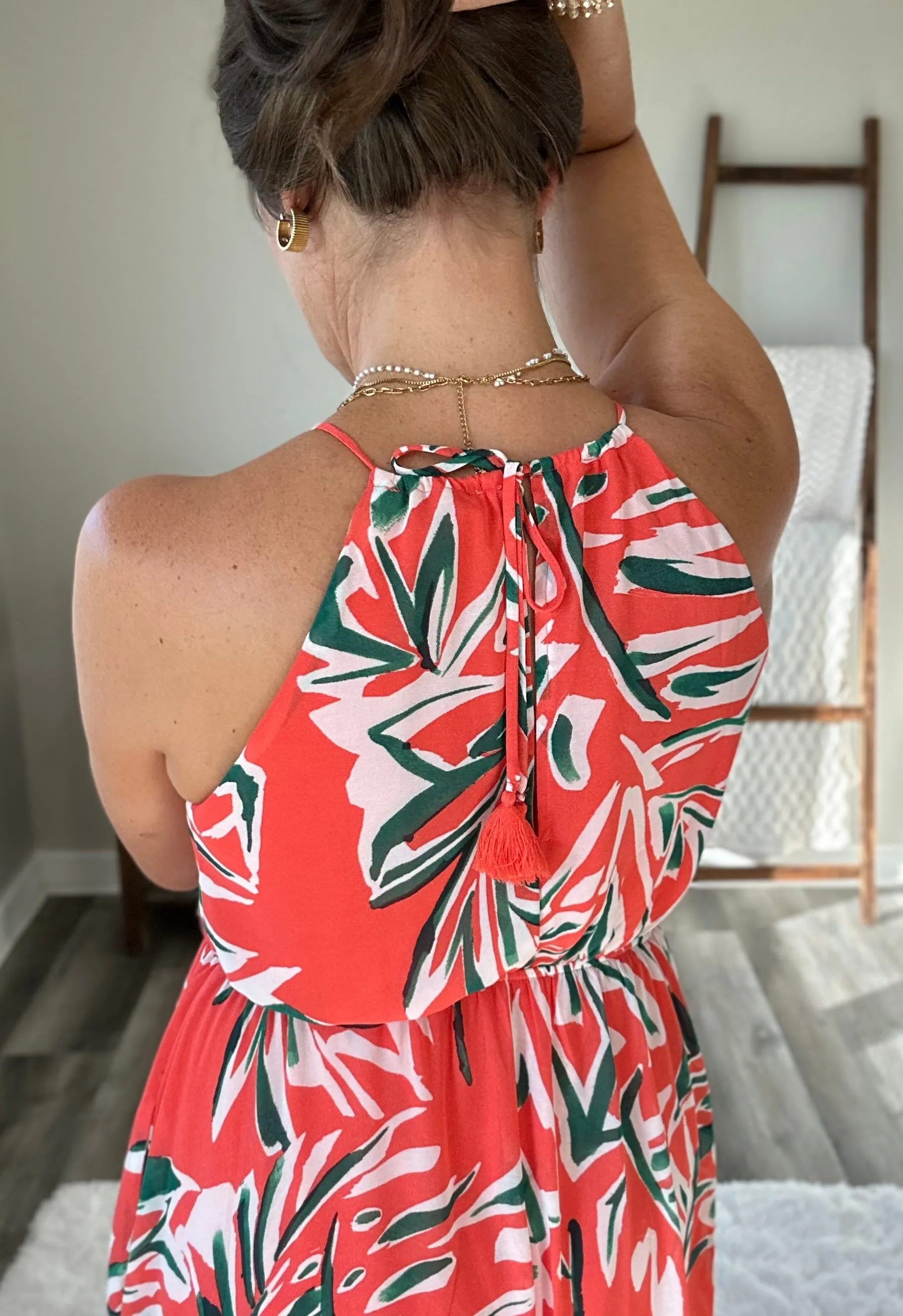 Humming Along Cutout Dress in Coral